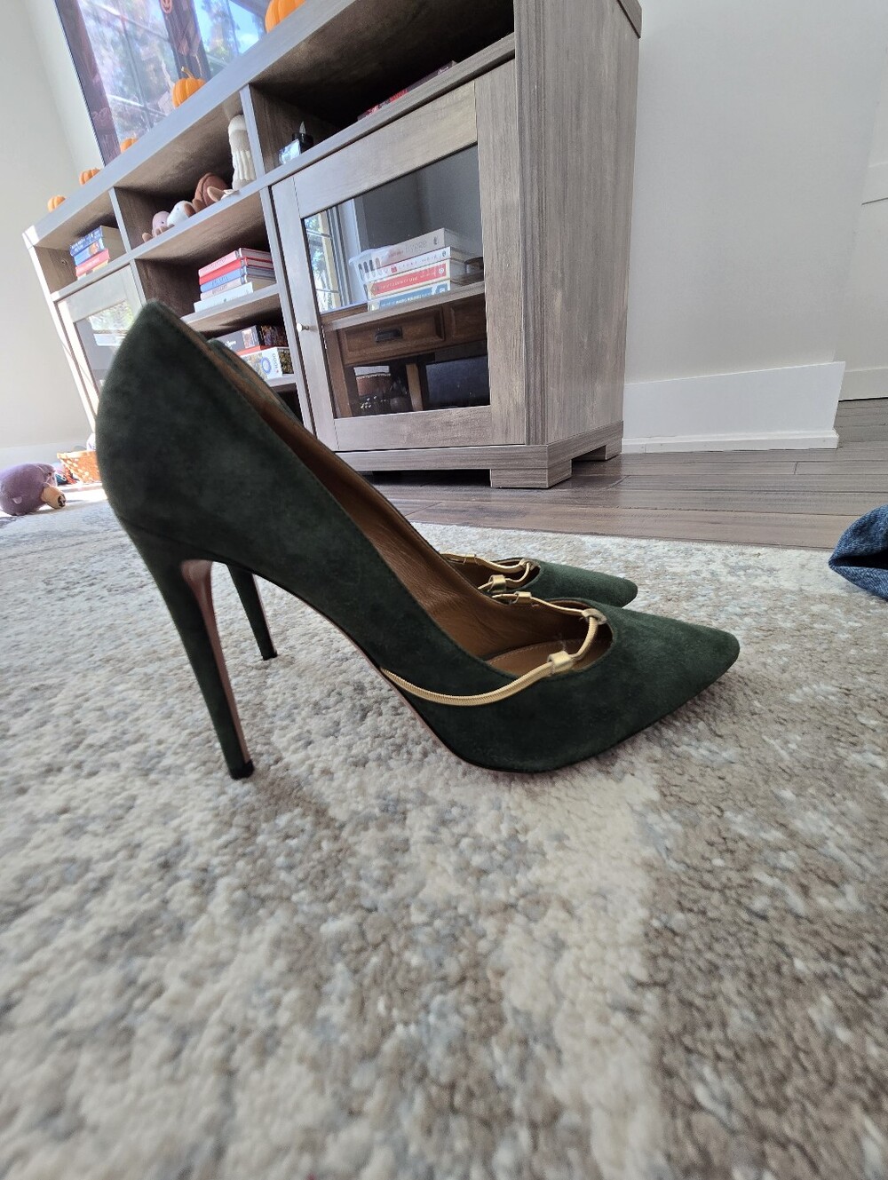 Aquazzura Green Suede Heels